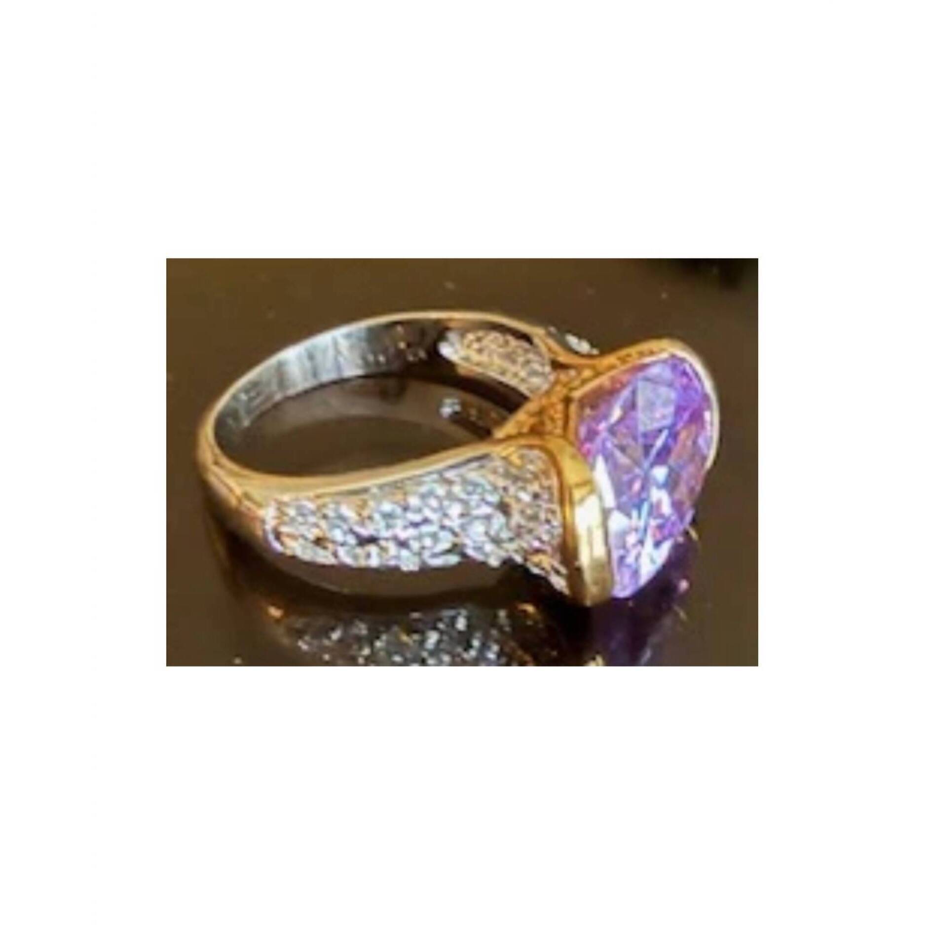 New P & K Jewelry Women's Sterling Cubic Zirconia Pave Ring In Silver/ Lavender
